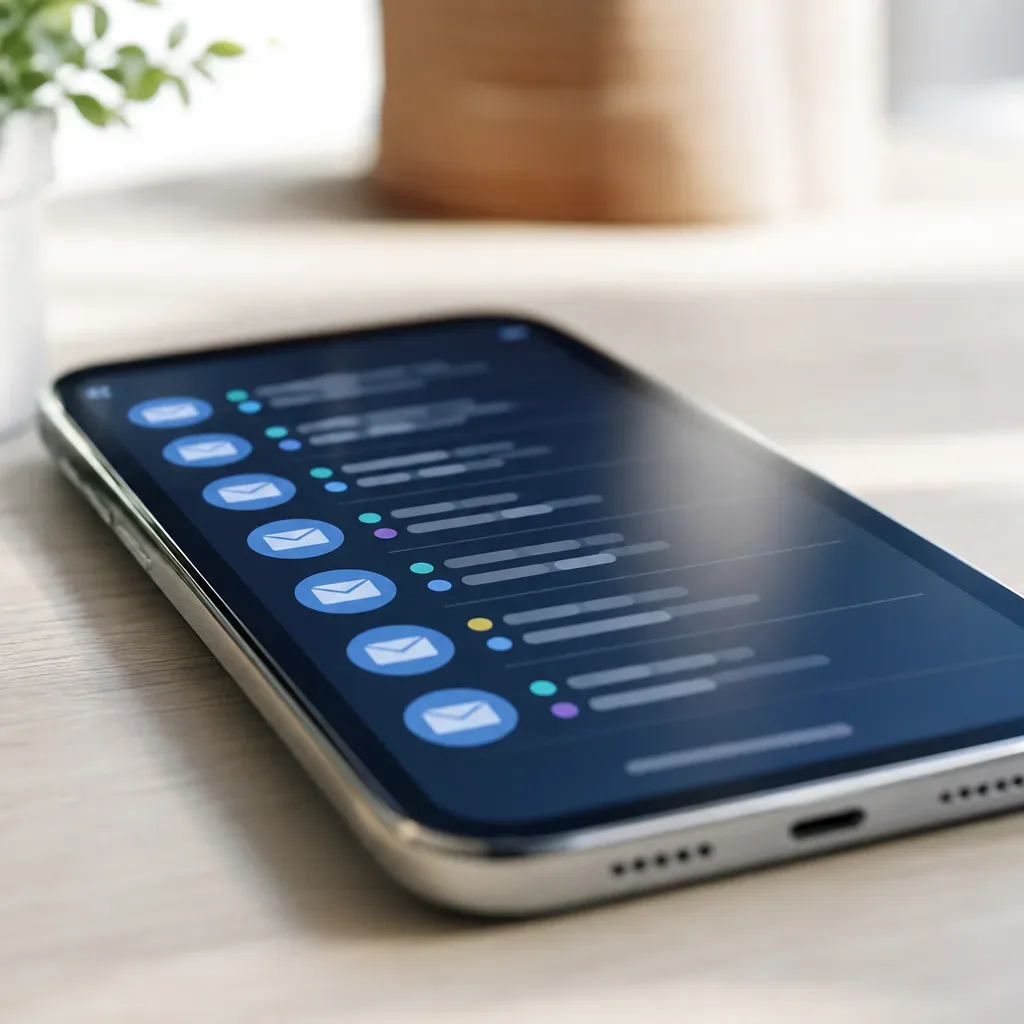 A phone resting on a desk